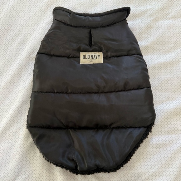 NWT Black Old Navy Dog Pet Puffa Jacket Sherpa Lined Small S - Picture 1 of 4
